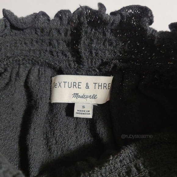 MADEWELL Texture & Thread - Mini Ruffle Mock Neck Top, Bell Sleeve, Cottagecore - Picture 6 of 9